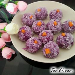 紫薯糯米团的做法