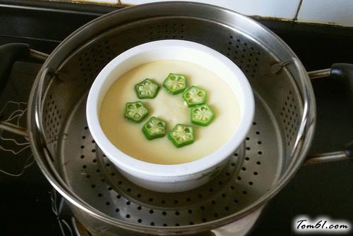 【秋葵蒸蛋羹】