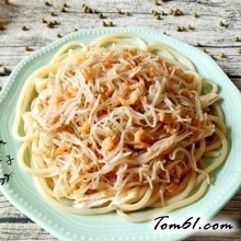 绿豆芽虾米腐竹拌米粉的做法