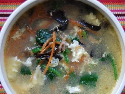 五花肉丝鸡蛋汤的做法，东北人爱吃的家常汤