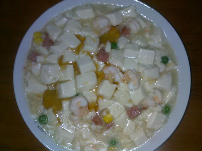 鲜虾干贝豆腐羹，鲜美又营养的豆腐羹