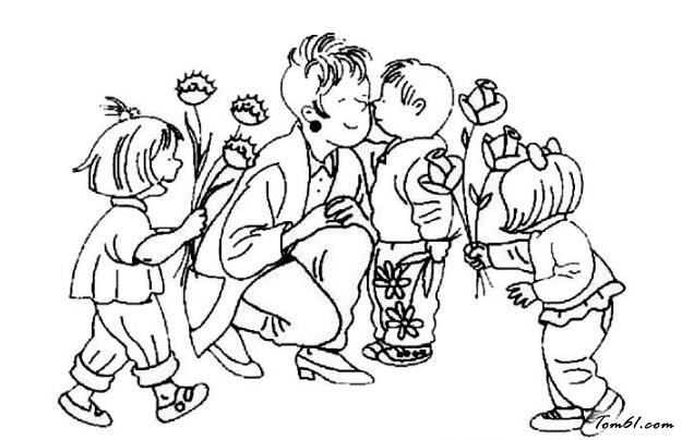 小朋友给老师送花