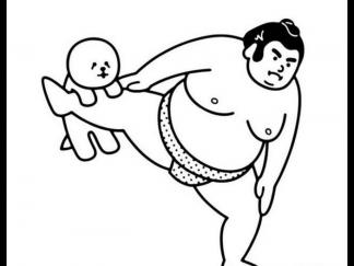 卡通可爱的相扑手和比熊犬1