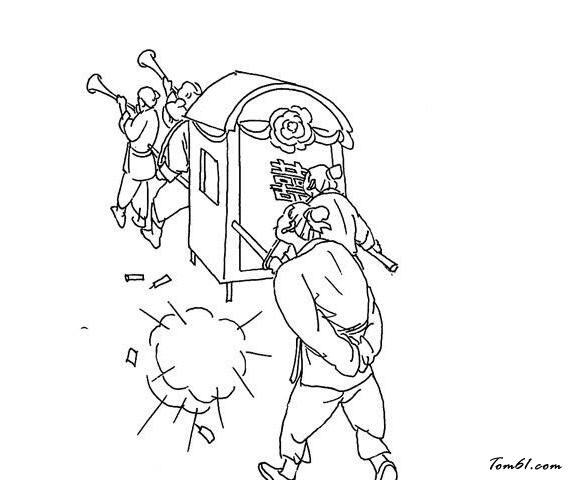 古代抬花轿迎亲