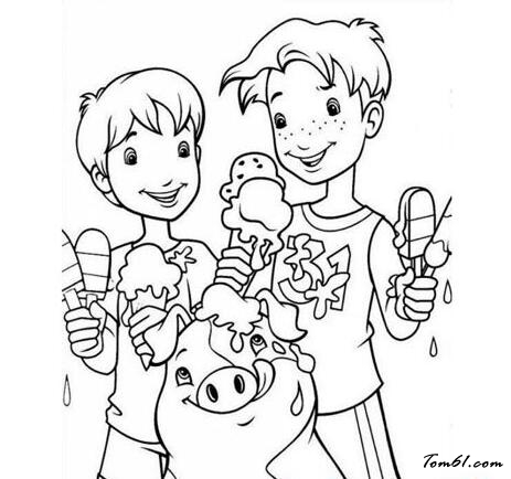 夏天吃冰激凌的孩子