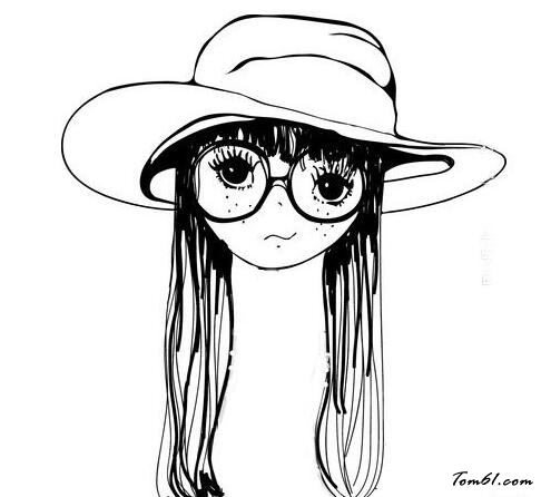 戴草帽的小女孩