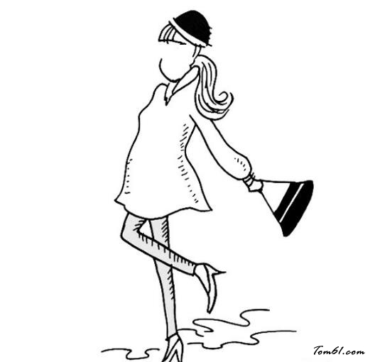 冬天女孩的背影