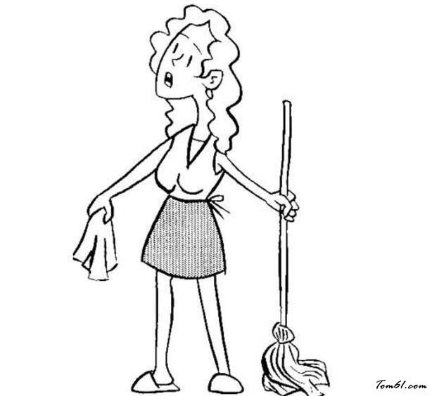 拖地的妇女人物