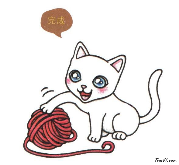 学画玩耍的小猫