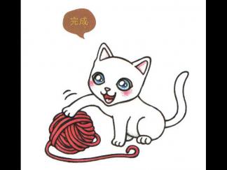 学画玩耍的小猫8