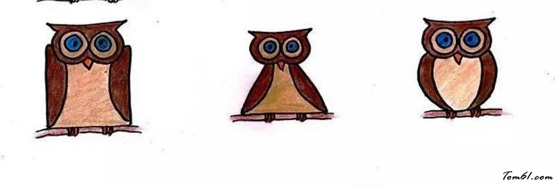 正方形、圆形、三角形的猫头鹰