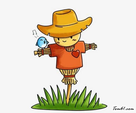 可爱的卡通稻草人