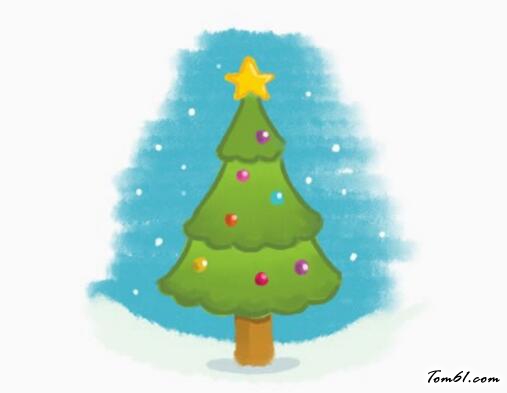 水粉画圣诞树