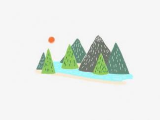 蜡笔风景画群山5