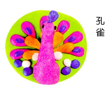 彩色孔雀的彩泥橡皮泥制作教程图解