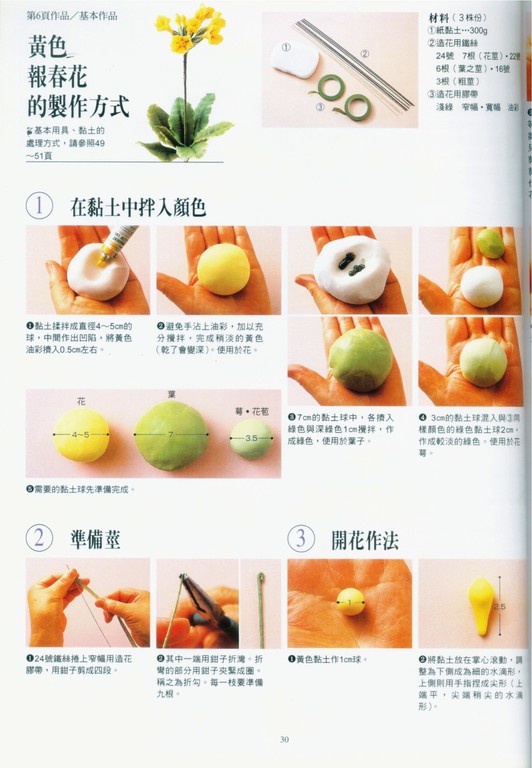 黏土花艺创作报春花的制作方法图片1