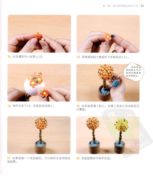 粘土制作室内装饰品盆栽图片3