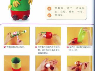 猴子笔筒1的彩泥橡皮泥制作教程图解
