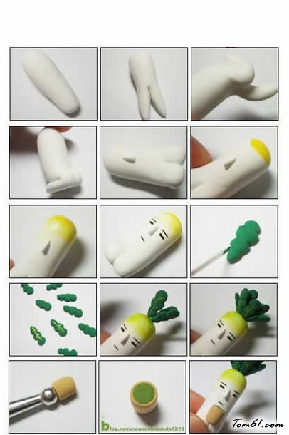 白萝卜小人的彩泥橡皮泥制作教程图解图片1