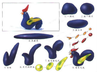 大公鸡彩泥橡皮泥制作教程图解