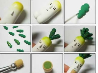 白萝卜小人的彩泥橡皮泥制作教程图解