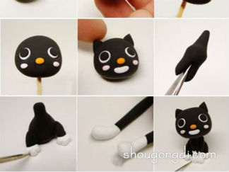 黑猫彩泥橡皮泥制作教程图解