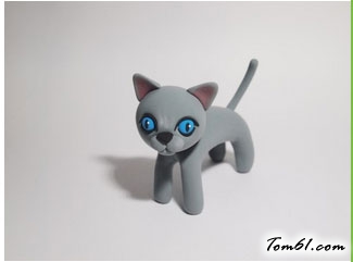 灰色蓝眼小猫咪的彩泥橡皮泥制作教程图解图片16