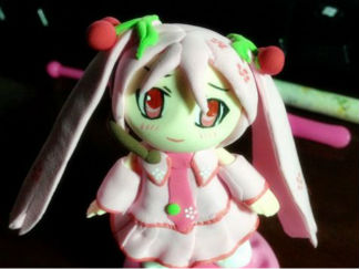 粉红色初音小英的彩泥橡皮泥制作教程图解