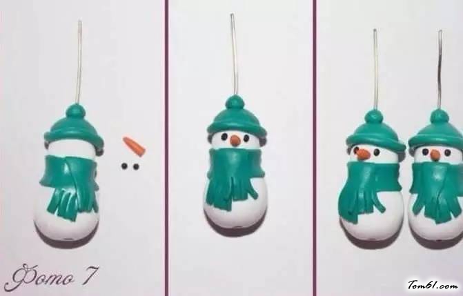 雪人挂件的彩泥橡皮泥制作教程图解图片8