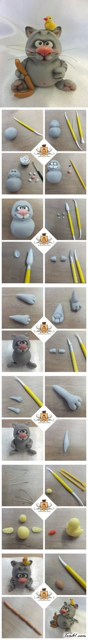 猫的彩泥橡皮泥制作教程图解图片1