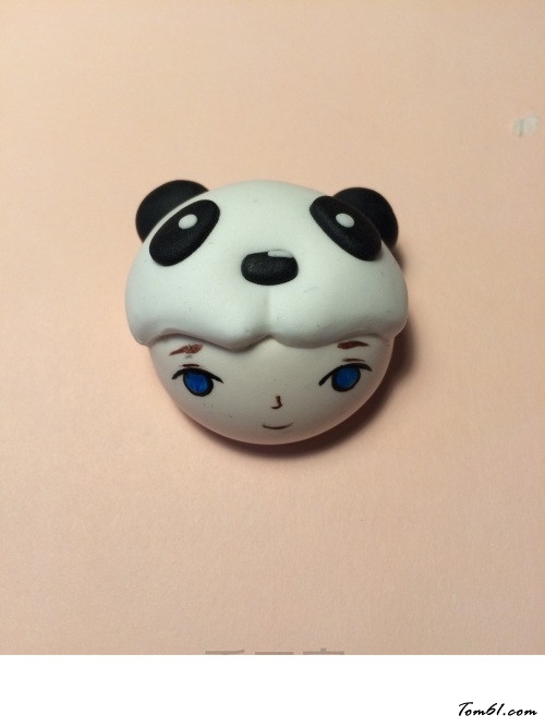 的彩泥橡皮泥制作教程图解熊猫娃娃胸针图片6