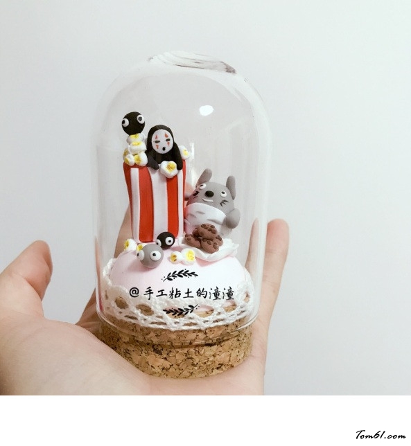 龙猫玻璃瓶的彩泥橡皮泥制作教程图解