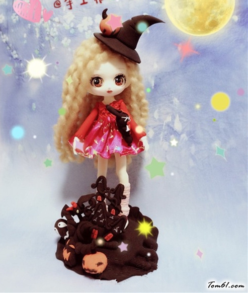 万圣节小女孩的彩泥橡皮泥制作教程图解图片62