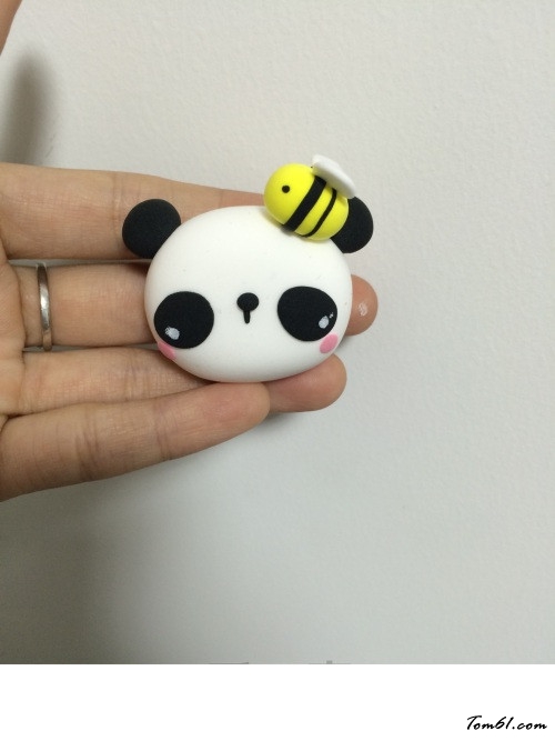 蜜蜂熊猫头像胸针的彩泥橡皮泥制作教程图