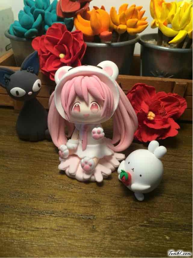 樱花初音人偶的彩泥橡皮泥制作教程图解图片18