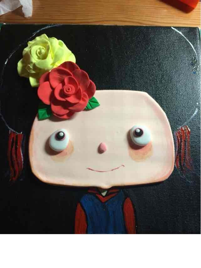 超轻粘土大头娃娃相框画的制作