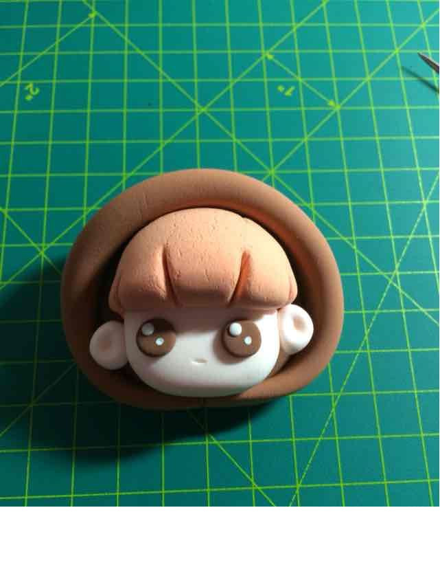 超轻粘土萌萌的鹿晗胸针的制作