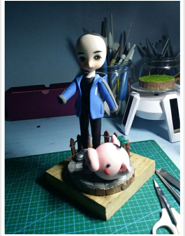 炒鸡可耐的蓝孩子粘土小人偶做法