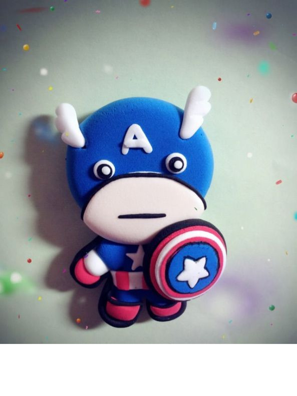 超轻粘土超小的美国队长人偶制作