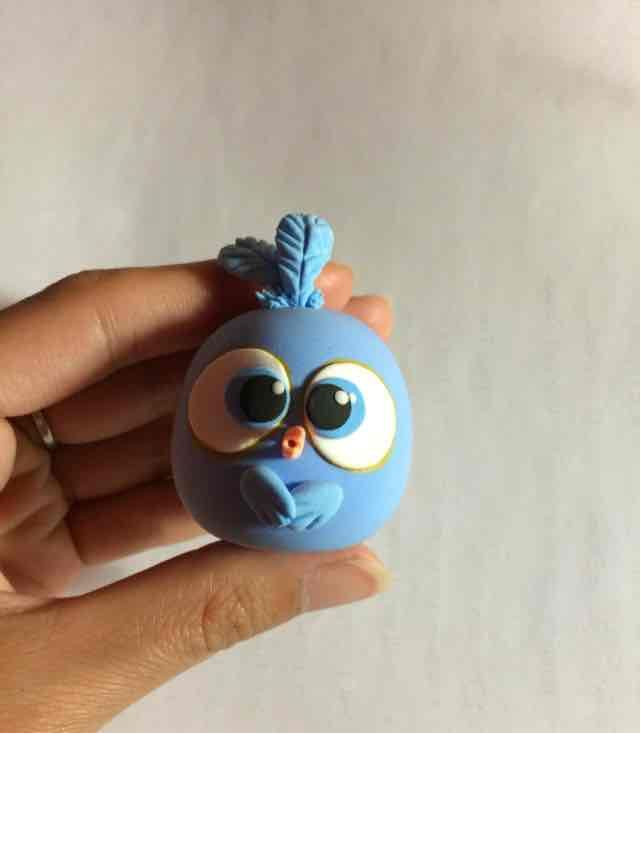 超轻粘土鸟巢里的可爱小蓝鸟的制作