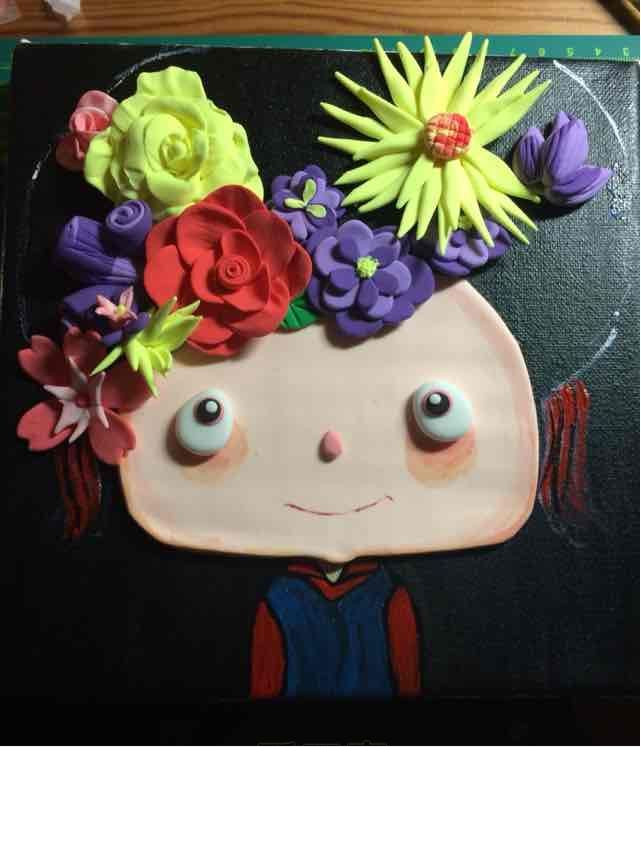 超轻粘土大头娃娃相框画的制作