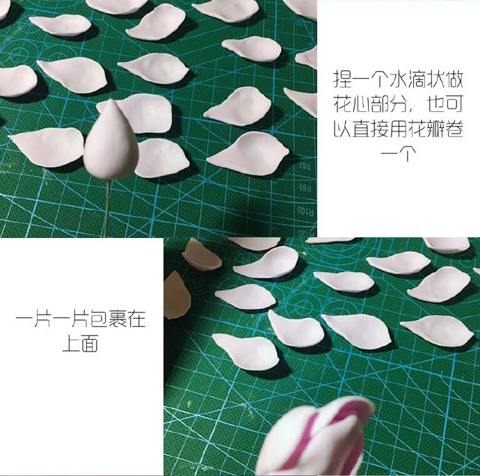 淡紫色的复杂粘土花做法分享