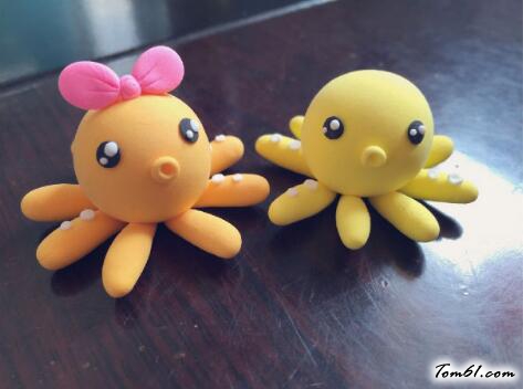 小章鱼的彩泥橡皮泥制作教程图解2