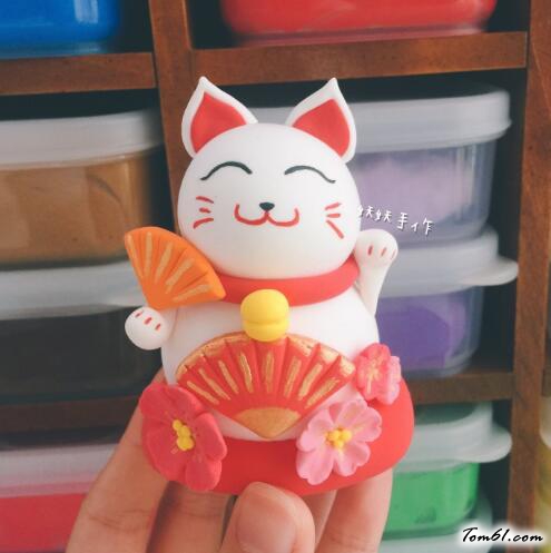招财猫的彩泥橡皮泥制作教程图解2