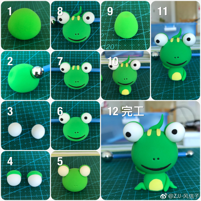 大眼睛的小青蛙粘土做法分享