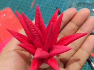 红色粘土肉肉的彩泥橡皮泥制作教程图解