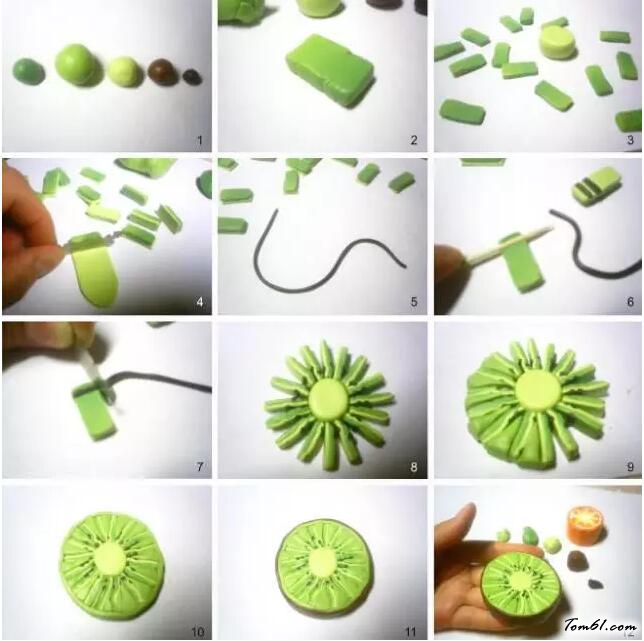 猕猴桃的彩泥橡皮泥制作教程图解3