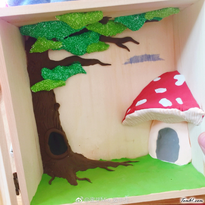 漂亮的蘑菇屋粘土小房子制作教程