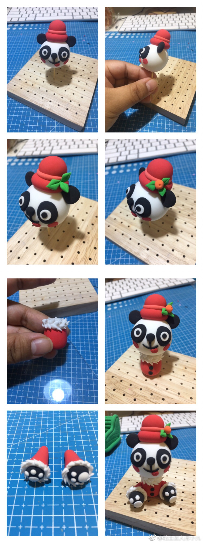 卡哇伊的小萌熊猫粘土制作方法