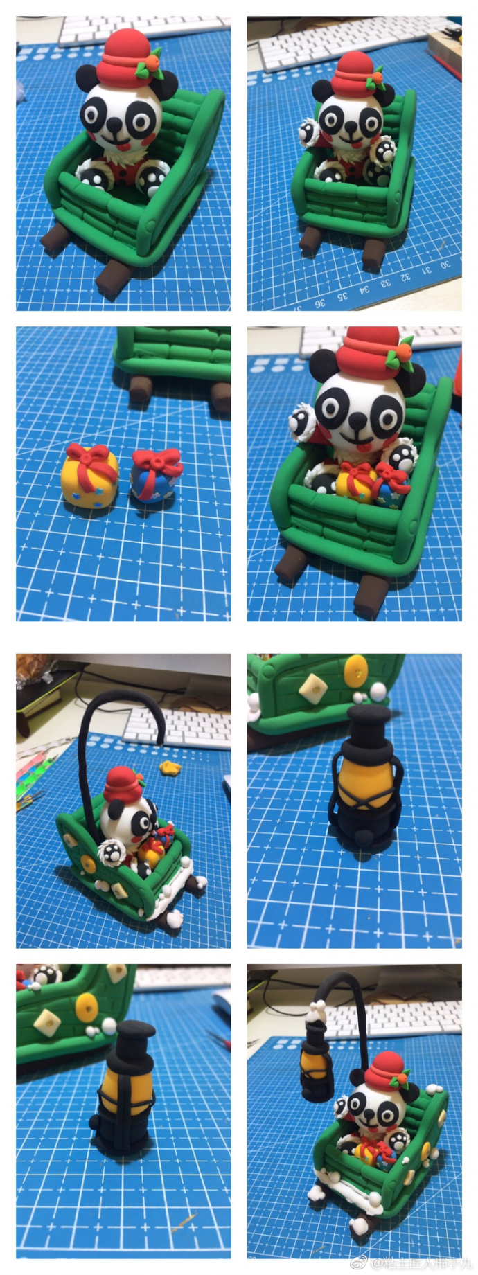 卡哇伊的小萌熊猫粘土制作方法